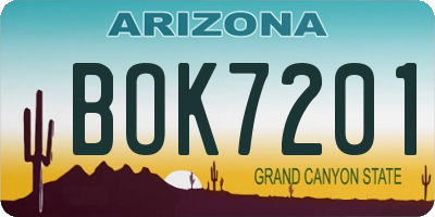 AZ license plate BOK7201