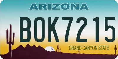 AZ license plate BOK7215