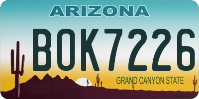 AZ license plate BOK7226