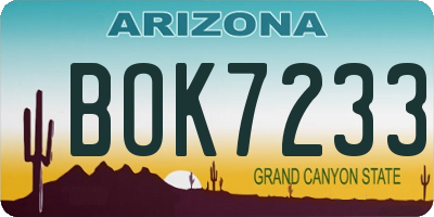 AZ license plate BOK7233