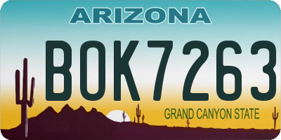 AZ license plate BOK7263