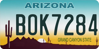AZ license plate BOK7284