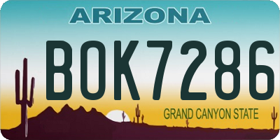 AZ license plate BOK7286