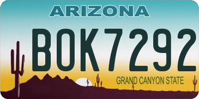 AZ license plate BOK7292