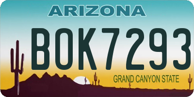 AZ license plate BOK7293