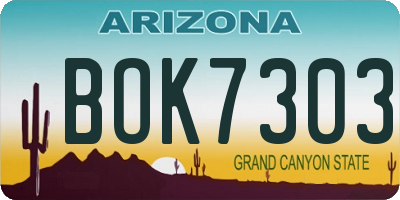 AZ license plate BOK7303
