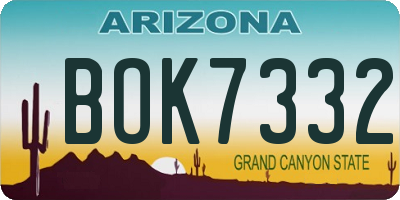 AZ license plate BOK7332