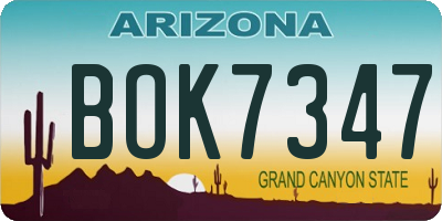 AZ license plate BOK7347