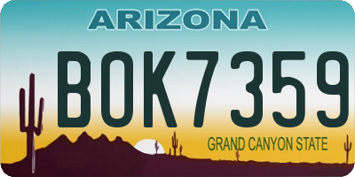 AZ license plate BOK7359