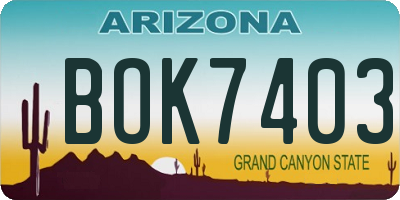 AZ license plate BOK7403