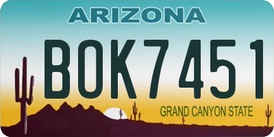 AZ license plate BOK7451