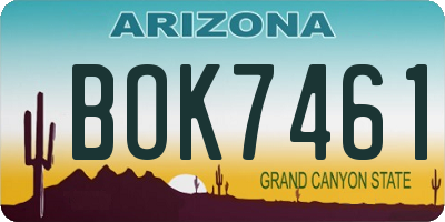 AZ license plate BOK7461