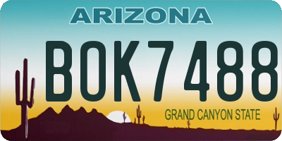 AZ license plate BOK7488