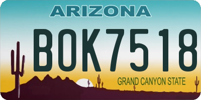 AZ license plate BOK7518