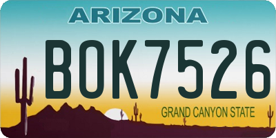 AZ license plate BOK7526