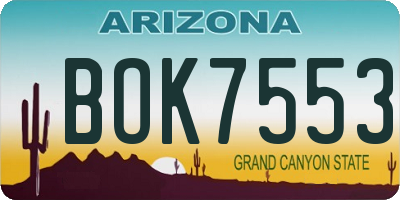 AZ license plate BOK7553