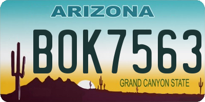 AZ license plate BOK7563