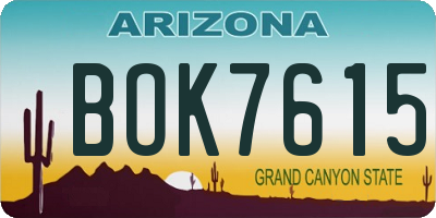 AZ license plate BOK7615