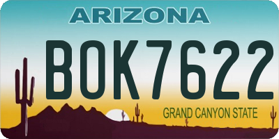 AZ license plate BOK7622