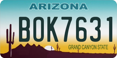 AZ license plate BOK7631