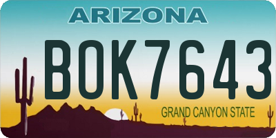 AZ license plate BOK7643