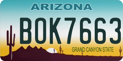 AZ license plate BOK7663