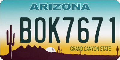 AZ license plate BOK7671