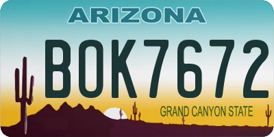AZ license plate BOK7672