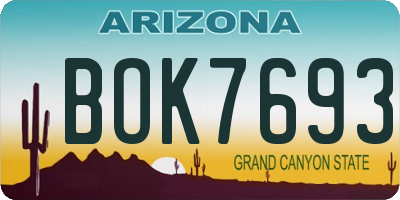 AZ license plate BOK7693