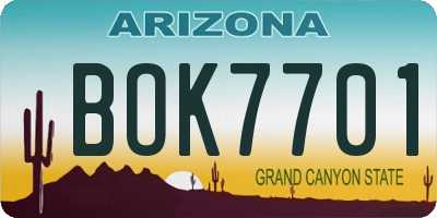 AZ license plate BOK7701