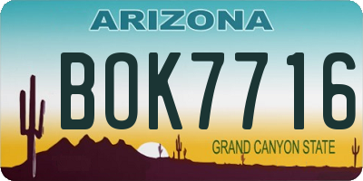 AZ license plate BOK7716