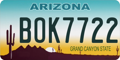 AZ license plate BOK7722