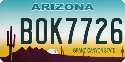AZ license plate BOK7726