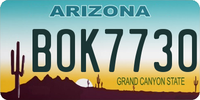 AZ license plate BOK7730