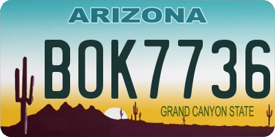 AZ license plate BOK7736