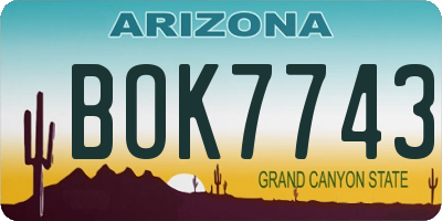 AZ license plate BOK7743
