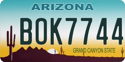 AZ license plate BOK7744