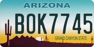 AZ license plate BOK7745