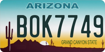 AZ license plate BOK7749