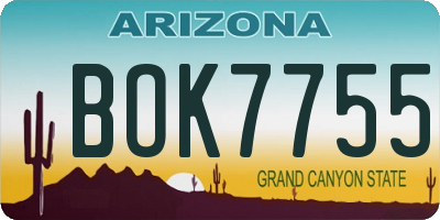 AZ license plate BOK7755
