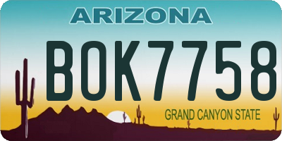 AZ license plate BOK7758