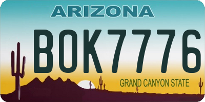 AZ license plate BOK7776