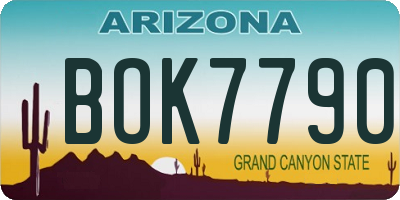 AZ license plate BOK7790