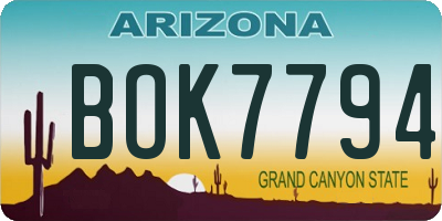 AZ license plate BOK7794