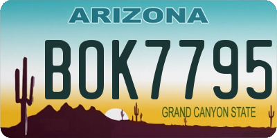 AZ license plate BOK7795