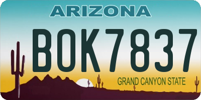 AZ license plate BOK7837