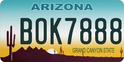 AZ license plate BOK7888