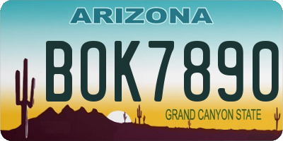 AZ license plate BOK7890