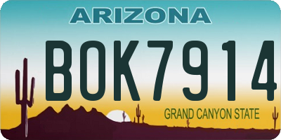 AZ license plate BOK7914