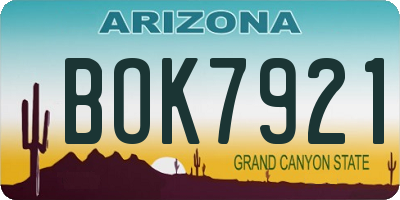 AZ license plate BOK7921